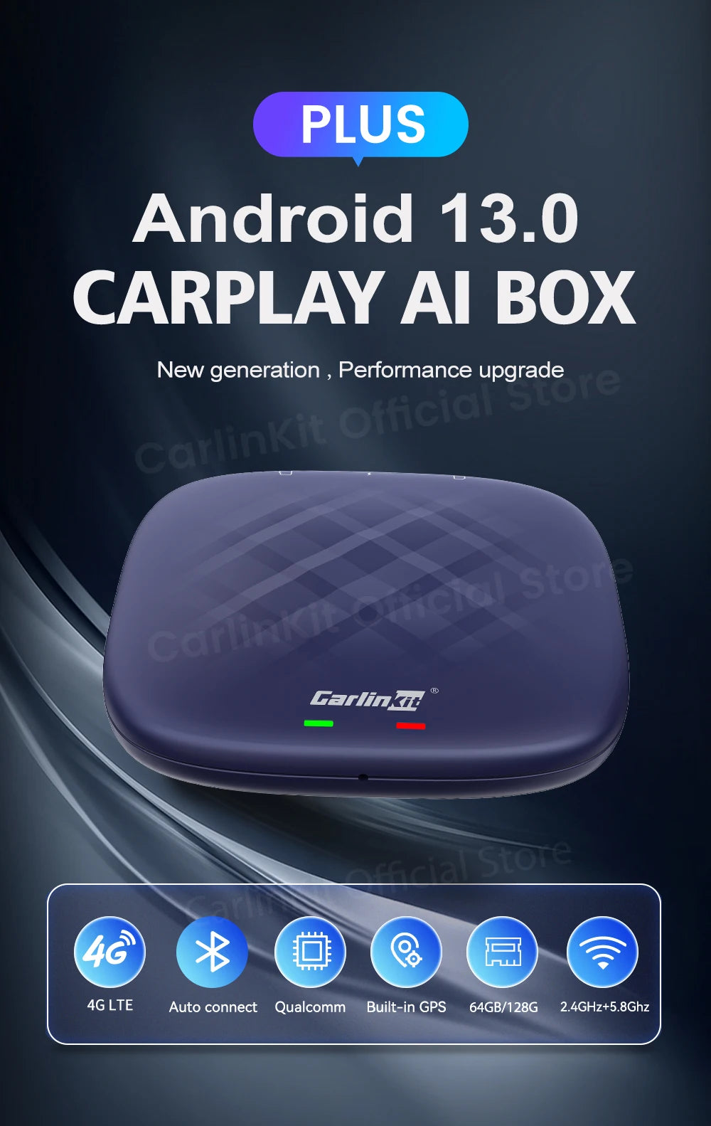 2026 NEW CarlinKit CarPlay Ai Box Qualcomm 8-Core Android 13 Wireless Carplay Android Auto Car Video TV Box WiFi SIM For Netflix