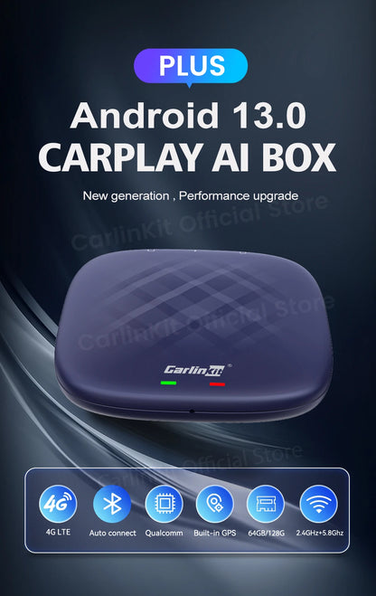 2026 NEW CarlinKit CarPlay Ai Box Qualcomm 8-Core Android 13 Wireless Carplay Android Auto Car Video TV Box WiFi SIM For Netflix