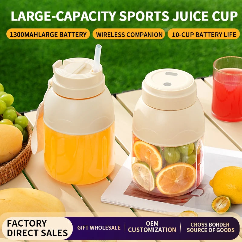 Electric milkshake machine, juicer, portable juicing bucket, multifunctional crushed ice, 800ml rechargeable juicing cup