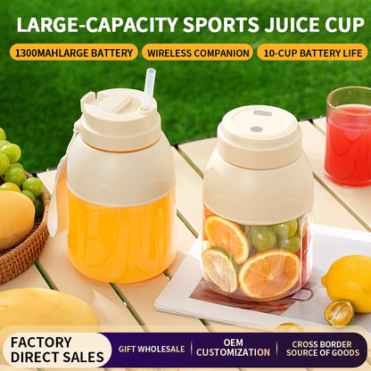 Electric milkshake machine, juicer, portable juicing bucket, multifunctional crushed ice, 800ml rechargeable juicing cup