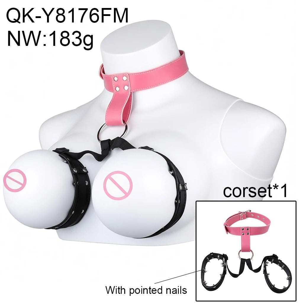 QKKQ Chest Harness Belt PU Leather And Webbing Erotic Bra Breast Flirting Chest Binder Breast Bondage BDSM Sex Toys For Women