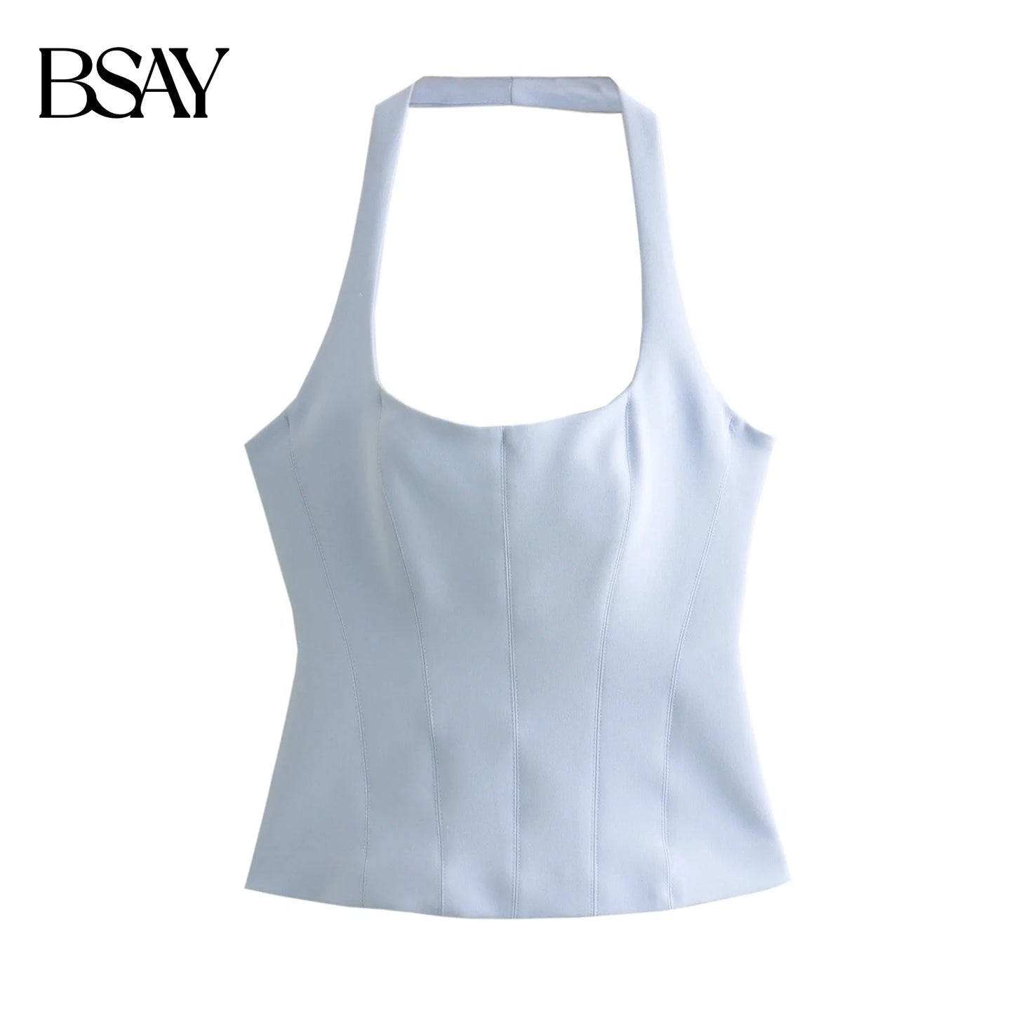 BSAY Women Fashion Summer White Halter Backless O-neck Comfortable Sling Crop Top Chic Female Sexy Streetwear Vest Mujer
