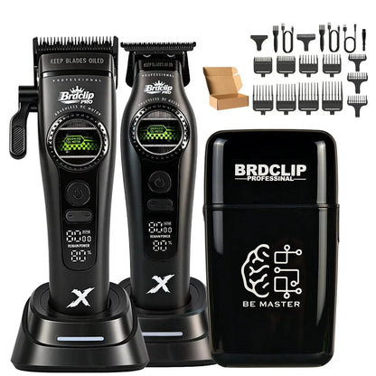 New BRDCLIP PRO Electric Hair Clipper Hair Trimmer Set Outer Rotor BLDC 6000-8000RPM Barber  Shop DLC Blade with Charge Dock