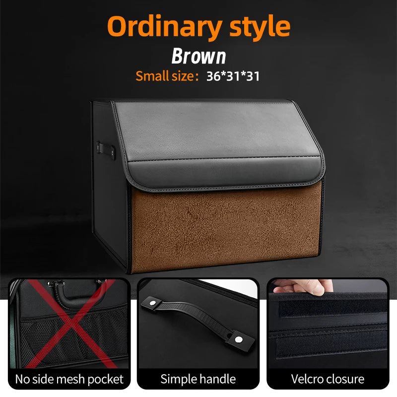 Car Suede Trunk Organizer Large Capacity Leather Foldable Storage Box Portable Multifunctional Tool Organizer Car Accessories
