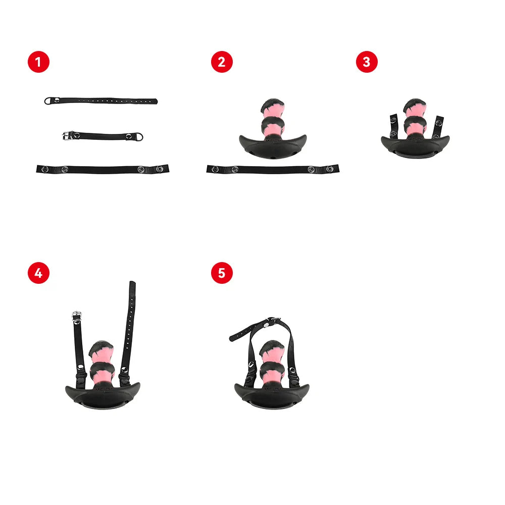 YOCY Mouth Gag Horse Dildo 10 Modes Bullet Vibrator Adjustable Leather Strap Sex Toy For Couple Game Bondage