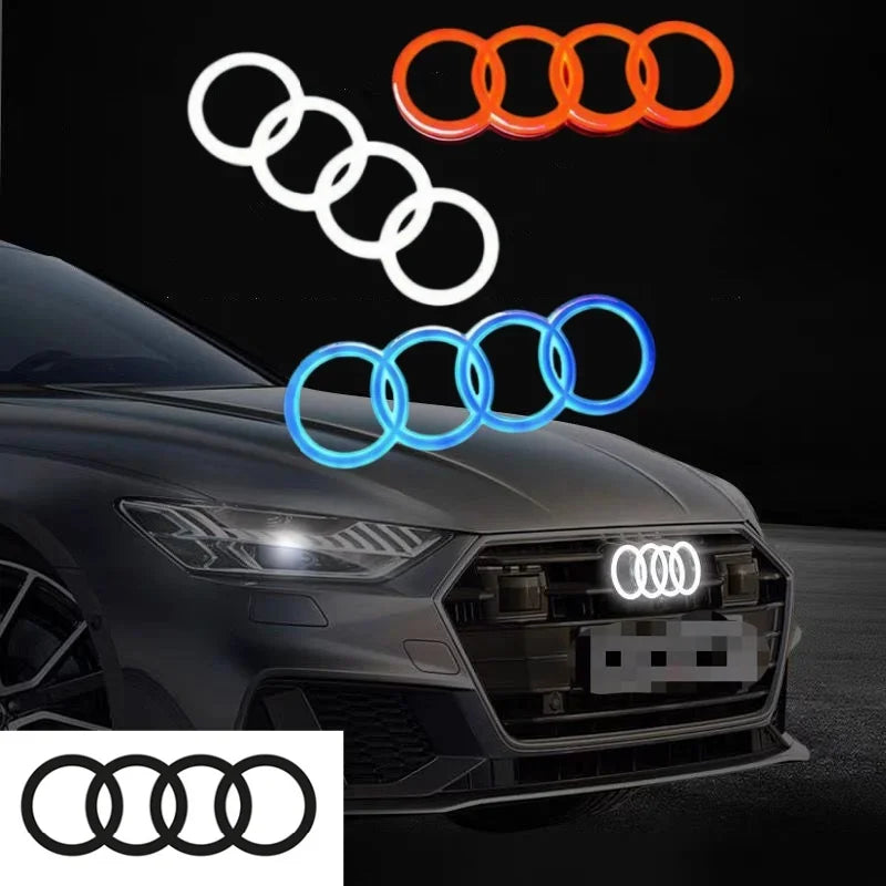 Car front grille 4D LED logo light front ring Sticker suitable for Audi A3 A4 A5 A6 A7 S3 S5 S6 S7 Q3 Q5 car supplies.