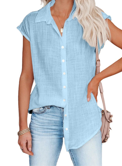 Cotton Linen Shirt Ladies Tops Tee Casual Thin Loose Woman T Shirt Summer Short Sleeve Solid T-Shirts Women Clothing Blusas