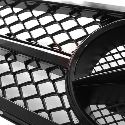 Glossy Black AMG Style Bumper Grille Grill With OE Style Emblem Logo For Mercedes Benz C-Class W204 2008-14 C180 C200 C250 C350