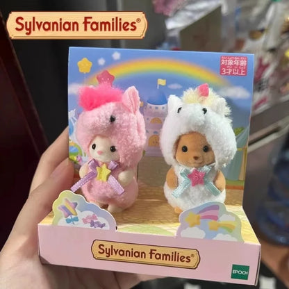 Original Japan Sylvanian Families Anime Figures Christmas Set Robot Unicorn Attack Toy Dressing Party Doll Festival Limited Toys