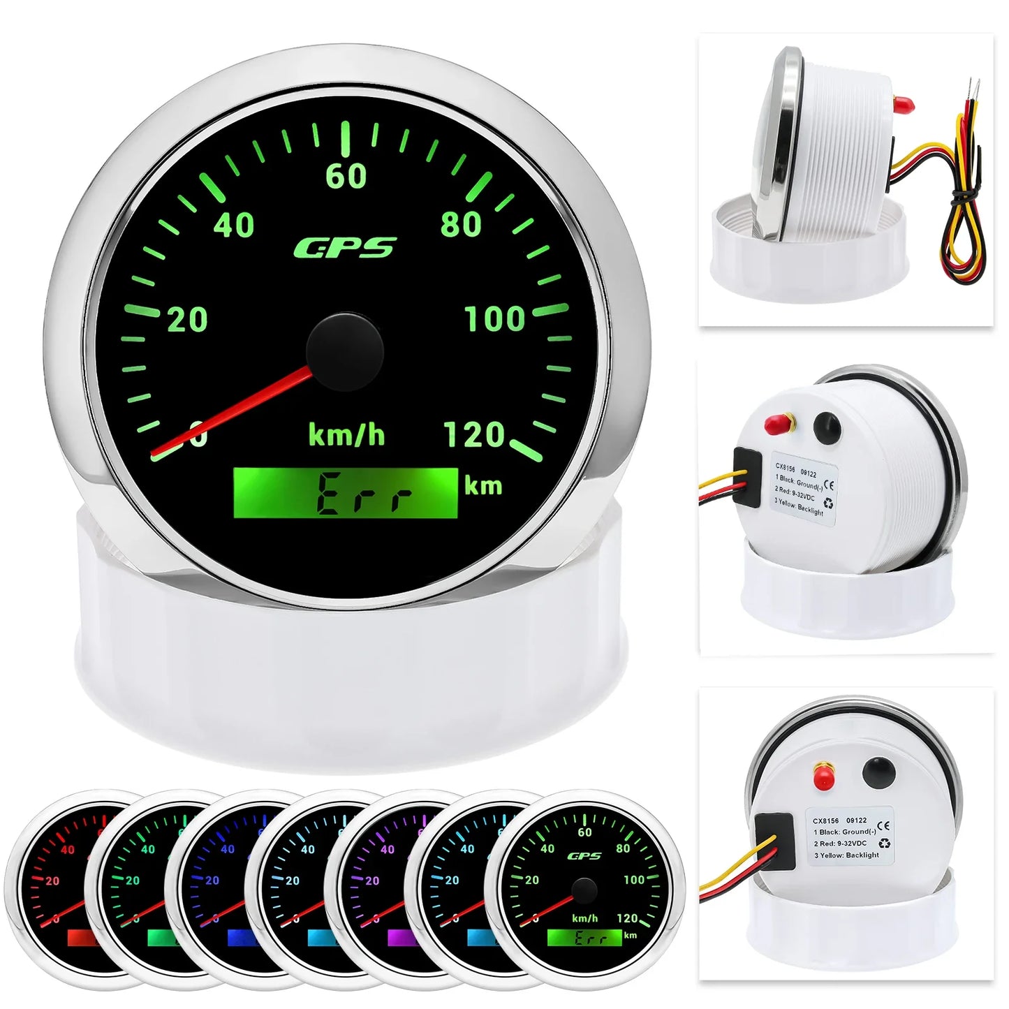 Universal 85MM GPS Speedometer Gauge 7 Color LED Backlight For Motorcycle Marine Boat Truck 60 Kmh 200 Kmh Speed Gauge Meter