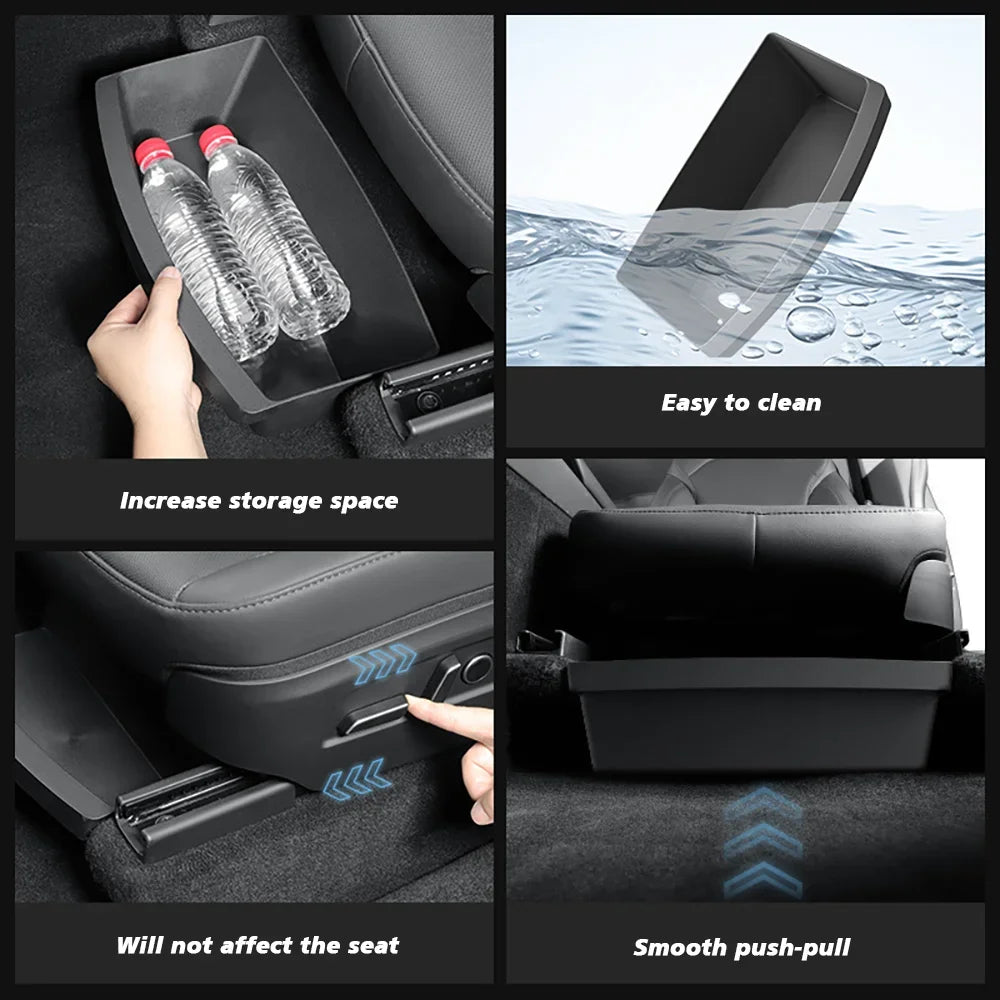 TEKSY 2 PCS For Tesla New Model Y 2025 2026 Launch Juniper Front Seats Under Seat drawer TPE Storage Box