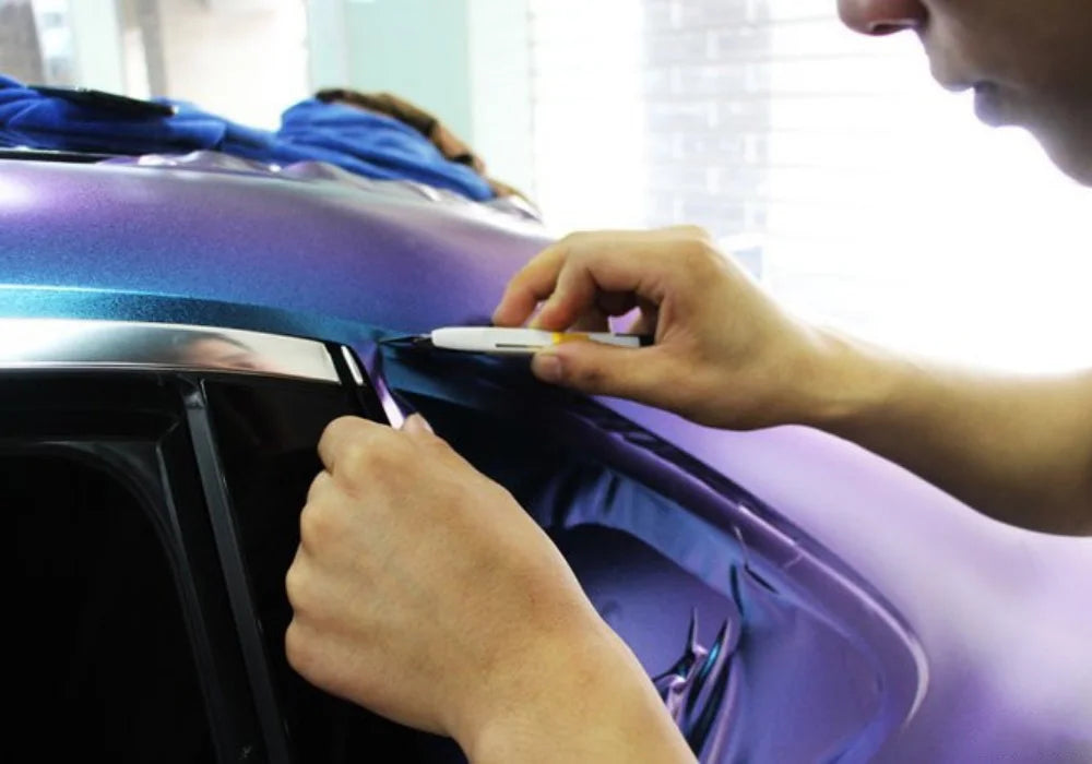 Car Diamond Chameleon Matte Purple Blue Car Vinyl Wrap Film Adhesive Color Change Motorcycle Sticker Accessories