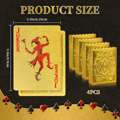 Gold Size Playing Cards | 1/2/4 Pack Plastic Waterproof Poker Set | Professional Board Games | Adult Game Gift for Holidays, Vac