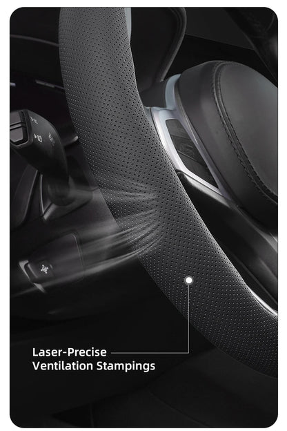 Suitable for Leapmotor Breathable Leather Steering Wheel Cover with Segmented Quick-Release Design, Non-Slip and Durable, for Models T03 C10 B10 B05 B03X C16 C11 C01, Etc., in Black, Bright Red, and Green