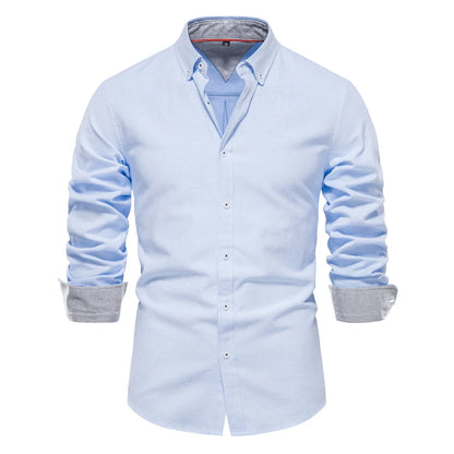 AIOPESON 2023 New Autumn Cotton Men's Oxford Shirt Long Sleeve Button Down Social Business Casual Shirts for Men
