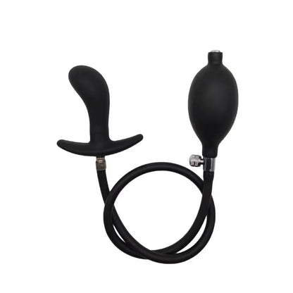 Silicone Magnetic Inflatable Butt Plug with Pump - Black Expandable Anal Stretcher, Prostate Massager Sex Toy for Men Women