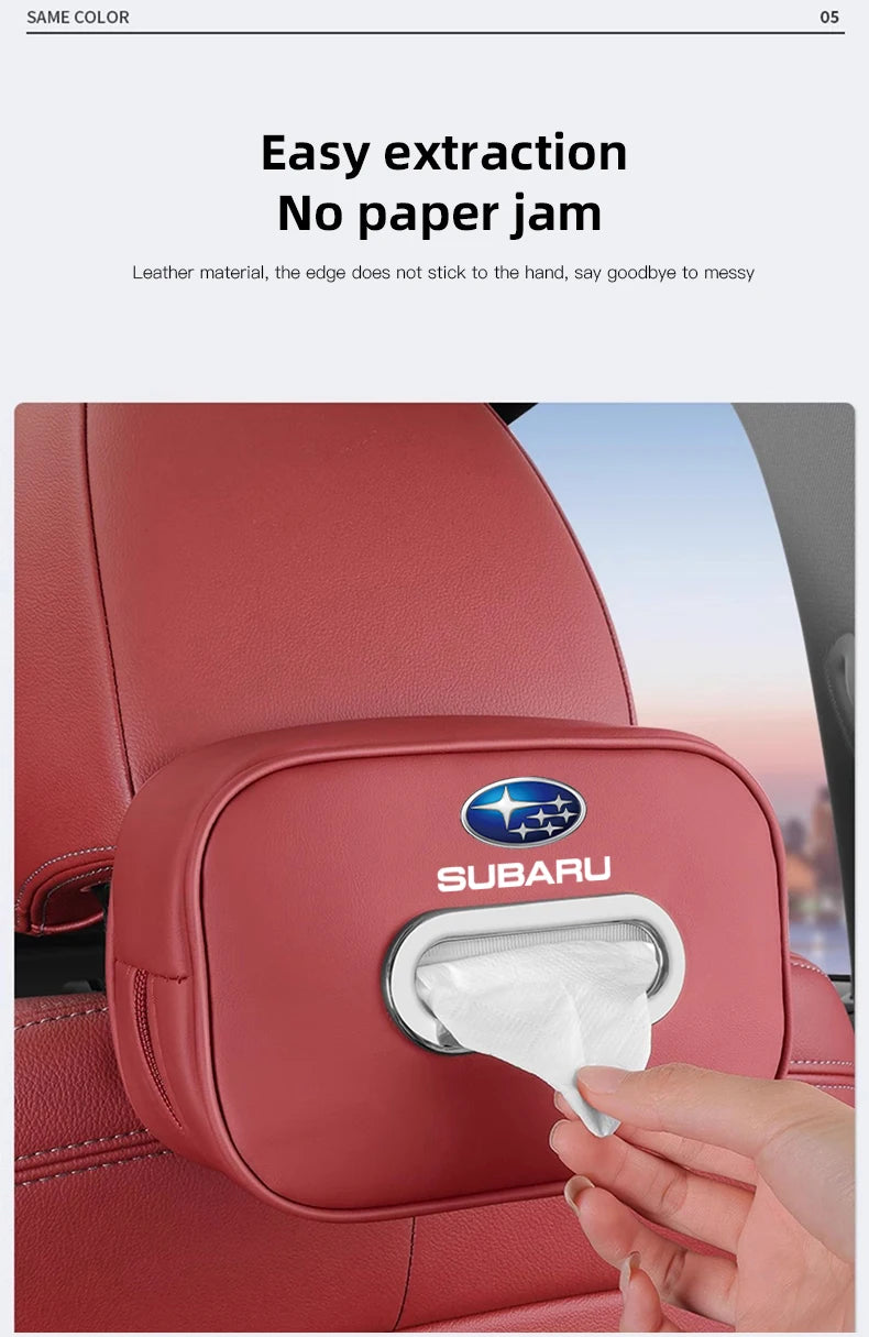 High-capacity Car Interior Tissue Box Kleenex Storage Bag Accessories For Subaru STI Forester Impreza Legacy Outback XV BRZ WRX