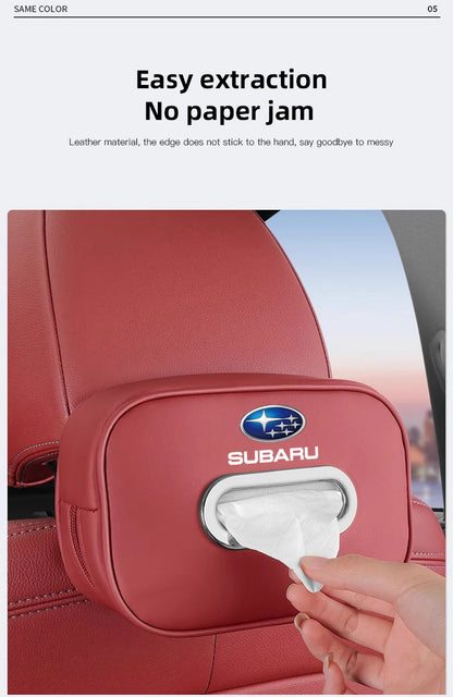 High-capacity Car Interior Tissue Box Kleenex Storage Bag Accessories For Subaru STI Forester Impreza Legacy Outback XV BRZ WRX