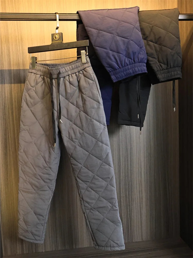 Warm Casual Cotton Pants Men's Autumn Winter Trousers with Cotton  3D Tailoring Faionable Urban Sle Long Pants
