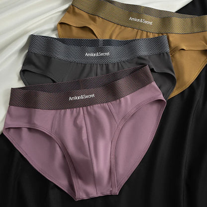 3Pcs Men’s Cotton Briefs No Fly Mid Waist U Convex Pouch Triangle Underpants Solid Color Breathable Summer Daily Underwear Male