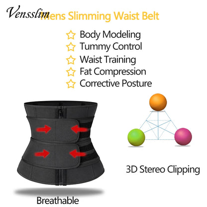 Waist Trainer for Men Sweat Belt Body Shaper Sauna Trimmer Stomach Wraps Workout Band Waste Cinchers Corset Belly with Strap