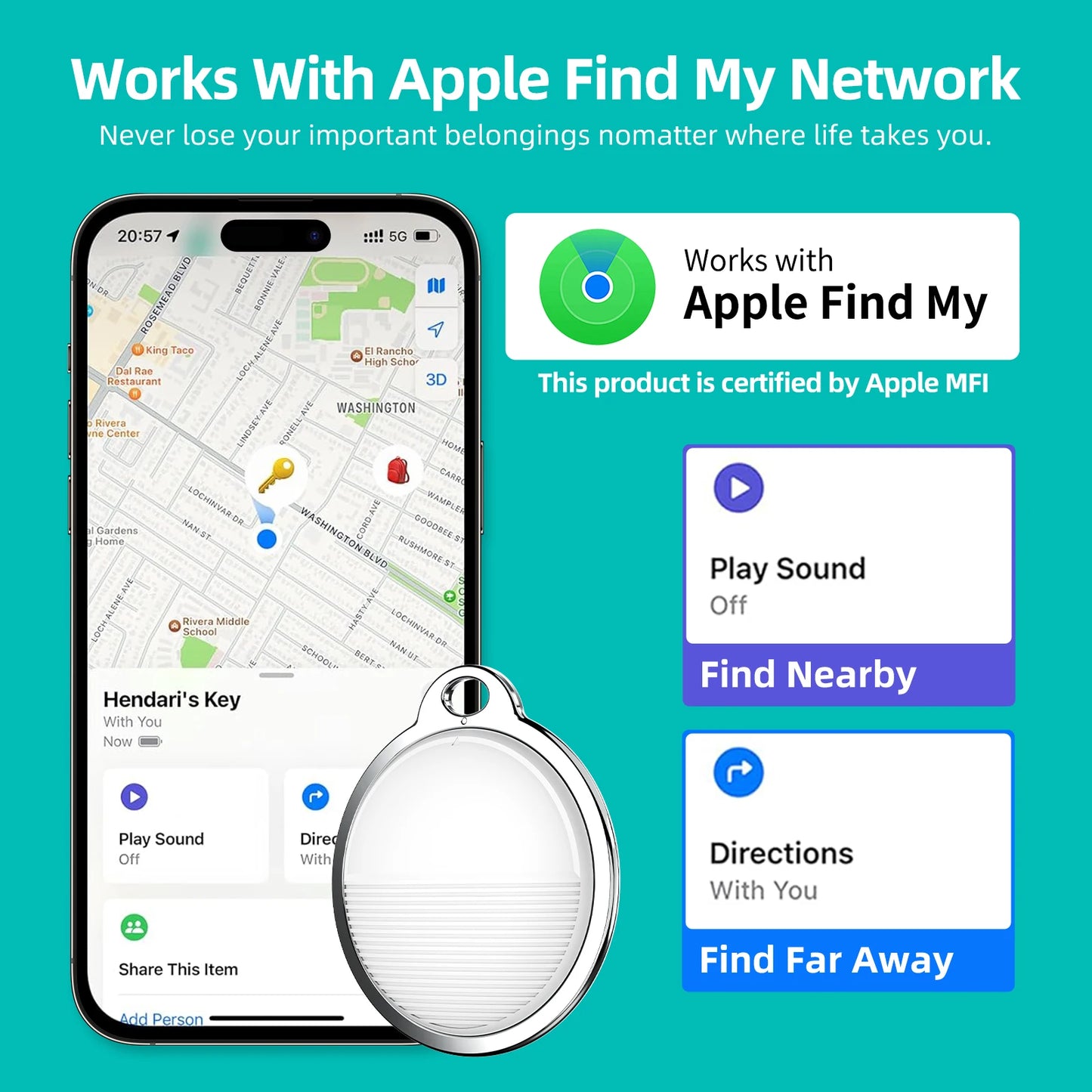 Mini GPS Tracker for Apple IOS System Find My APP Air Tag Key Finder Bag Locator Smart Bluetooth Tracker