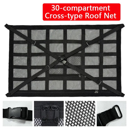 Car Ceiling Cargo Net Strong Load-Bearing Mesh Car Roof Storage Organizer Car Ceiling Net Storage For SUV Long Trip Camping