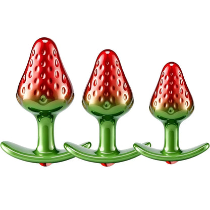 Strawberry Metal Anal Beads Butt Plug Set Small Medium Large Wearable Anal Plug Jewelry Anal Sex Toy For Man Woman