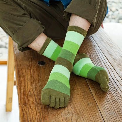 1/5 Pairs Man Short Socks Toe Striped Business Cotton Party Dress Soft Elastic Young Colorful Happy Funny Five Finger Socks Warm