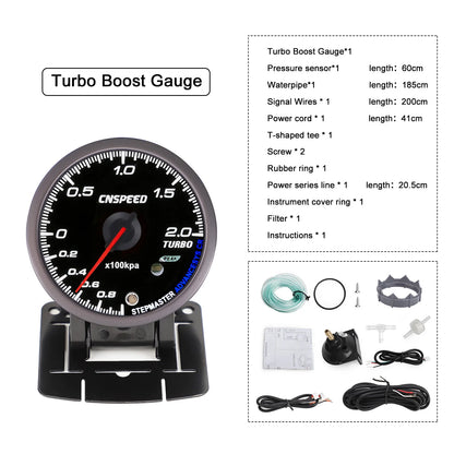 CNSPEED 2.5" 60mm New Boost Gauge Exhaust Gas Car Temperature Gauge Oil Pressure Water Temperature Oil Temperature Voltage Meter