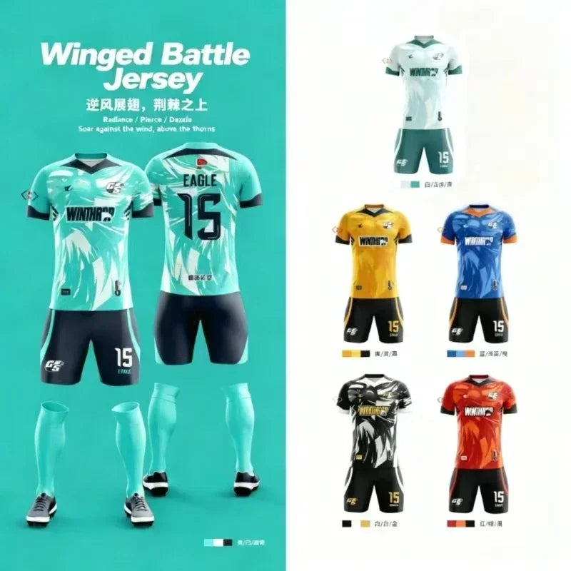 Custom Sublimation Football Jersey Sets Breathable Football Uniform Team Soccer Jersey Set Training Soccer Uniform For Men