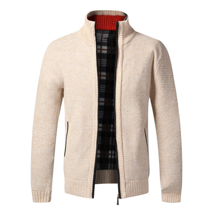 Autumn Winter Warm Cardigan Men Fleece Sweaters Full Zip Jackets Slim Fit Luxury Brand Knitted Sweater Coat American Jersey
