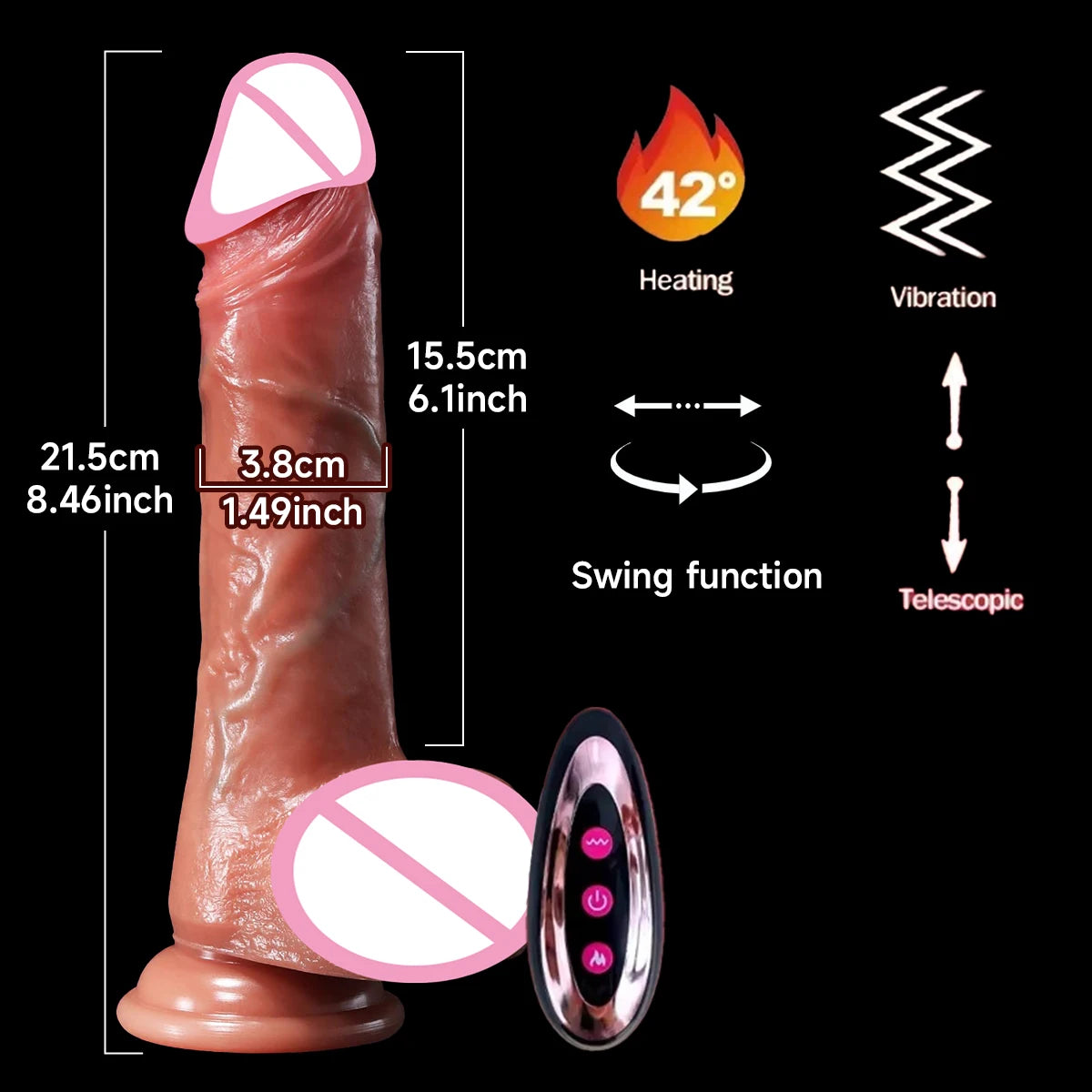 Big Dick Penis Realistic Dildo Telescopic Vibrator Female Masturbator Anal plug for Women Thrusting Adult Sex Toys male Sex shop