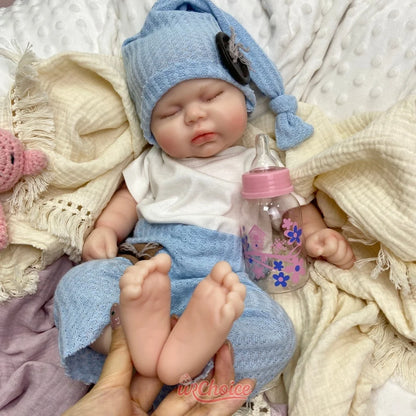 19inch Chubby Full Soft Silicone Reborn Doll Can Open Mouth Fine Realistic Features Companion Toy For Emotional Support