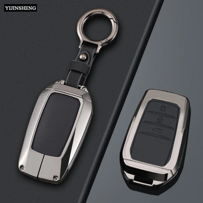 Zinc Alloy + PU Leather Car Key Case Cover For 2019-2025 Land Cruiser Highlander Camry Sienna Venza Hilux Fortuner Corolla Prius
