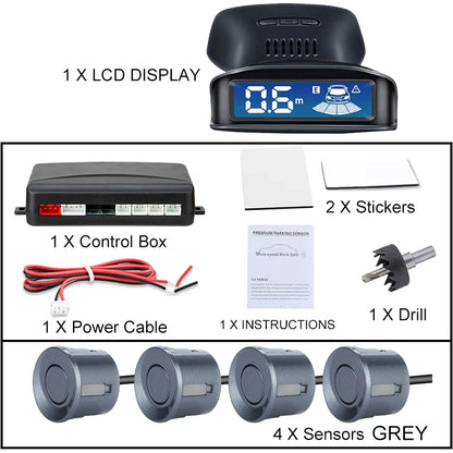 Front Rear Parking Sensor Kit 8 Probe Auto Blind Spot Radar LCD Monitor 12V Parktronic Reverse Backup Assist System