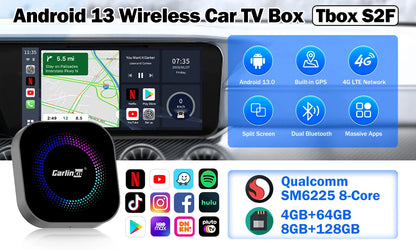CarlinKit CarPlay Ai Box Android 15 Ultra2 SM6350 8GB+128GB Smart Android TV Box Wireless CarPlay Android Auto GPS For OEM Cars