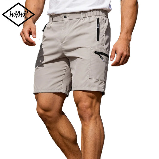 Men's Casual Shorts Business Social Quick Dry Shorts Breathable Relaxed with Zip Pocket Design Solid Color Shorts Streetwear