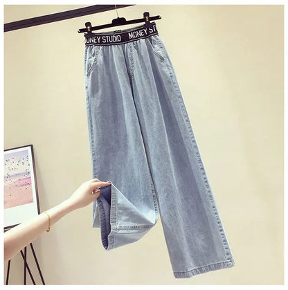 2025 Summer New Stitched Chiffon Shirt Female Set Elegant Women's Jeans Casual Blouse Two Piece Set Ladies Tracksuits