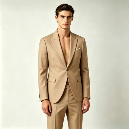 Men's Suit Lightweight Wedding Eegant 2 Piece Set Solid Color Formal Business Blazer Pants Classic Tuxedo for Party Groomsmen
