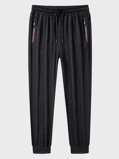 Men's Summer Ice Silk Jogger Sweatpants Zipper Pockets Breathable Running Gym Workout Athletic Mesh Pants Drawstring Design