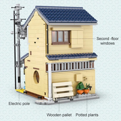 With Packaging BOX LED City Japanese Tea Shop House Architecture Building Blocks Friends Shop Figures Bricks Toys for Kid Gifts