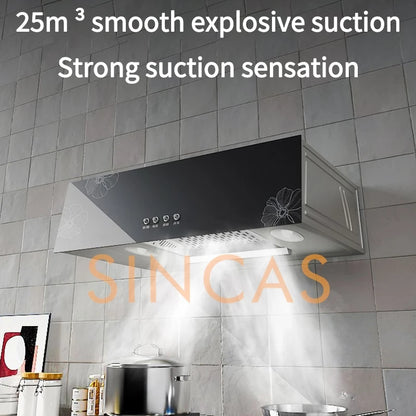 Kitchen Ventilator Suction Range Hood Strong Suction Force Small Stove Cooker Ceiling Mounted Smart Touch Cleaning Exhaust Hood