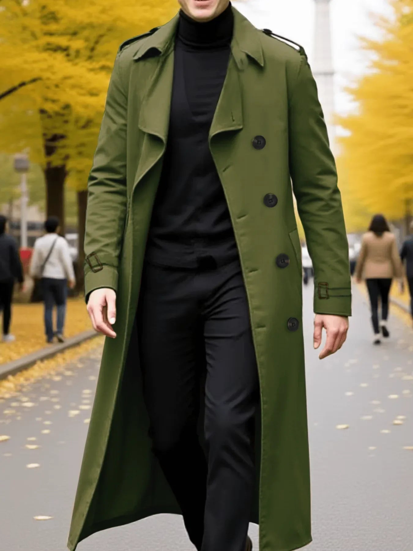 Men's Fashion Trench Coat For Autumn Winter Thickened Warm Outerwear Popular Style Commute Essential