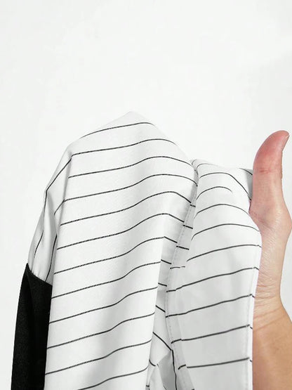 Women's Fashion Striped Spliced Lapel Shirt Elegant Fashion Style Business Casual Office Wear