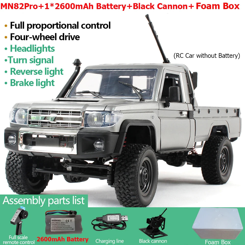 MN82PRO MN82 1/12 RC Car 4WD 2.4G Remote Control Car Simulation Classic All-terrain Off-road LED Light RC Truck Toys As Kid Gift