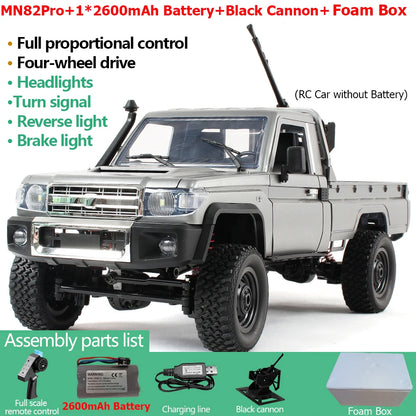 MN82PRO MN82 1/12 RC Car 4WD 2.4G Remote Control Car Simulation Classic All-terrain Off-road LED Light RC Truck Toys As Kid Gift