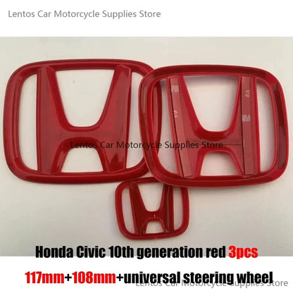 Black Red Front Rear Cover Steering Wheel Emblem Modification Sticker for Honda 10th Accord Civic Exterior Tuning Parts