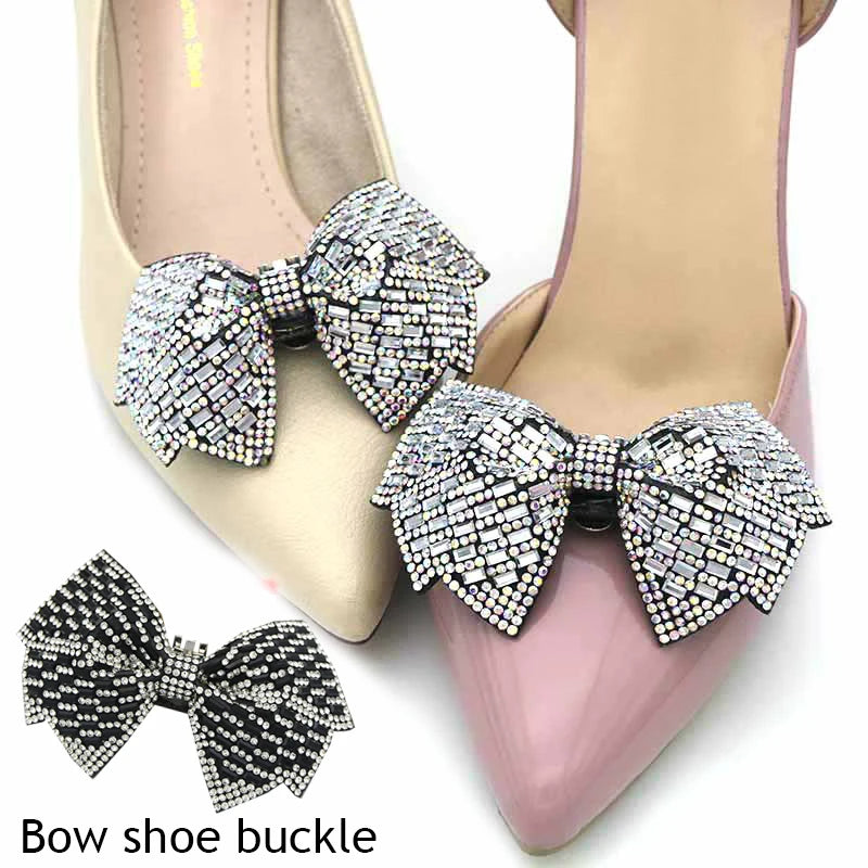 1PC Shiny Bows Shoes Decoration Clips Wedding Shoes High Heel Rhinestone Charm Buckle Clips Detachable Bride Shoes Accessories