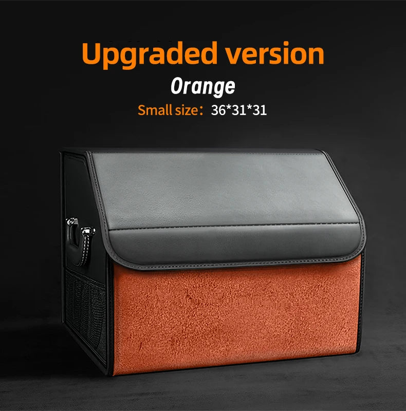 Car Suede Trunk Organizer Large Capacity Leather Foldable Storage Box Portable Multifunctional Tool Organizer Car Accessories